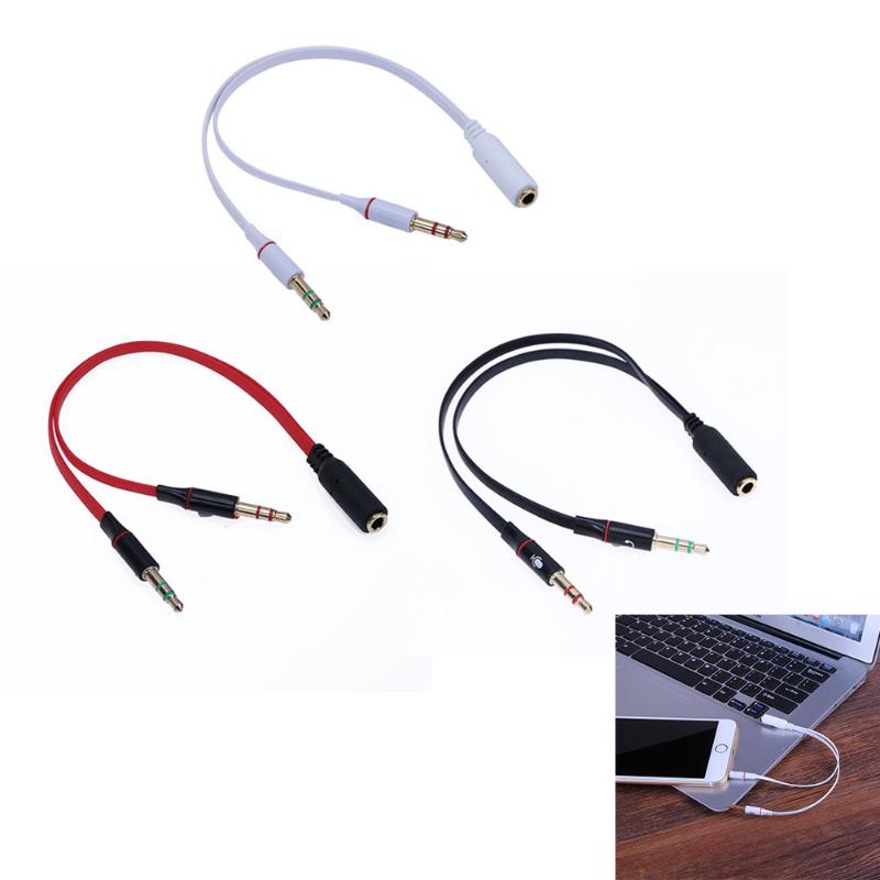 3.5mm Headphone Splitter Audio Cable Phone Headset Computer Headset Mic Combo Conversion Head Adapter Cable Audio Splitter New - ebowsos