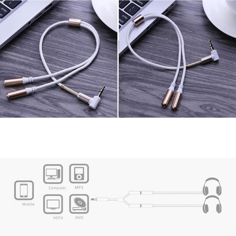 3.5mm Jack Audio Cable Male to 2 Female Car AUX Earphone Extension Cable 3.5mm Headphone Y Splitter Adapter for iphone Laptop - ebowsos