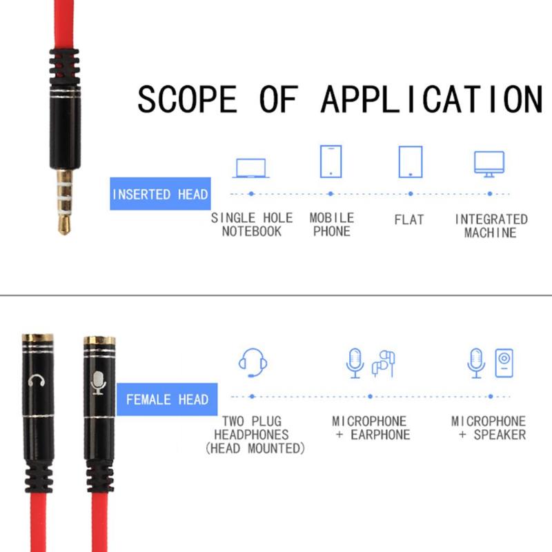 3.5mm Jack Male to 2 Female Audio Splitter Cable Adapter Microphone Mic Y Distributor Cable Cord Wire Adaptor for Earphone Mic - ebowsos