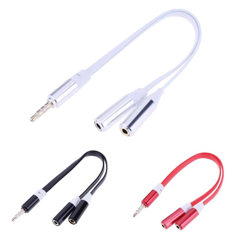 3.5mm Jack Male to Dual 3.5mm Female Aux Splitter Audio Cable Cord Wire Line Flat Cable Design for Earphone Microphone Promotion - ebowsos
