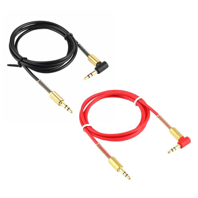 3.5mm Jack Stereo 1m/3.3ft Audio Cable Male to Male 90 Degree Right Angle Aux Cable Wire Cord with Spring Protective Cover New - ebowsos