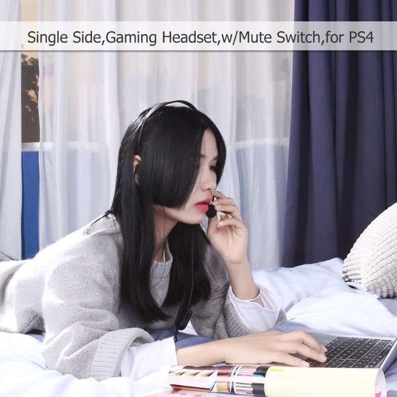 3.5mm Jack Wired Earphone Gaming Headphones Single Side Game Headset with Mute Switch Microphone for PS4 Game PC High Quality - ebowsos