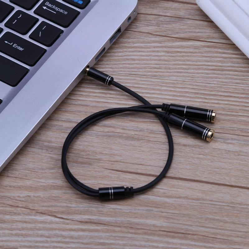 3.5mm Male to 2 Female Earphone Extension Splitter Cable Audio 1 to 2 Converter Adapter Cables Cord Wire Line for Headset - ebowsos