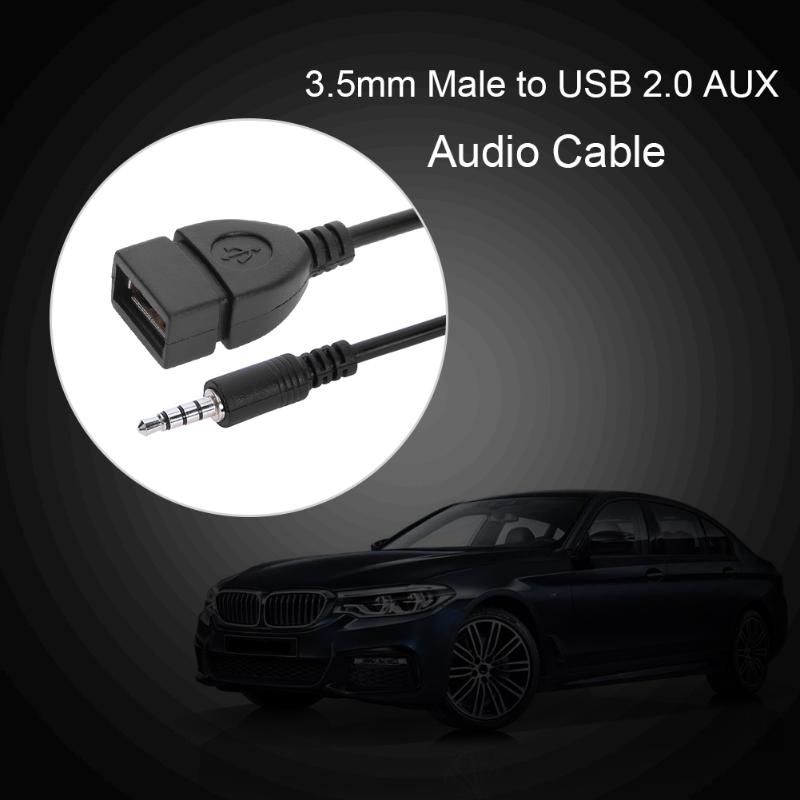3.5mm Male to USB 2.0 Car AUX Stereo Audio Cable Male to Female Plug Jack To USB 2.0 Converter Cord for Car MP3 for Auido - ebowsos