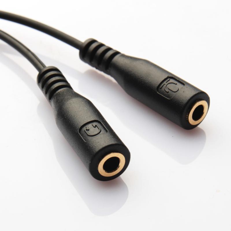 3.5mm Stereo Audio Univesal  (Male to 2 Female) Headphone Mic Y Splitter Cable Adapter For Android and Iphone - ebowsos