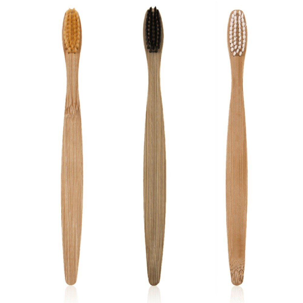 3 Colors Environment-friendly Wood Toothbrush Bamboo Teethbrush Soft Bamboo Fibre Wooden Handle Low-carbon For Adults - ebowsos
