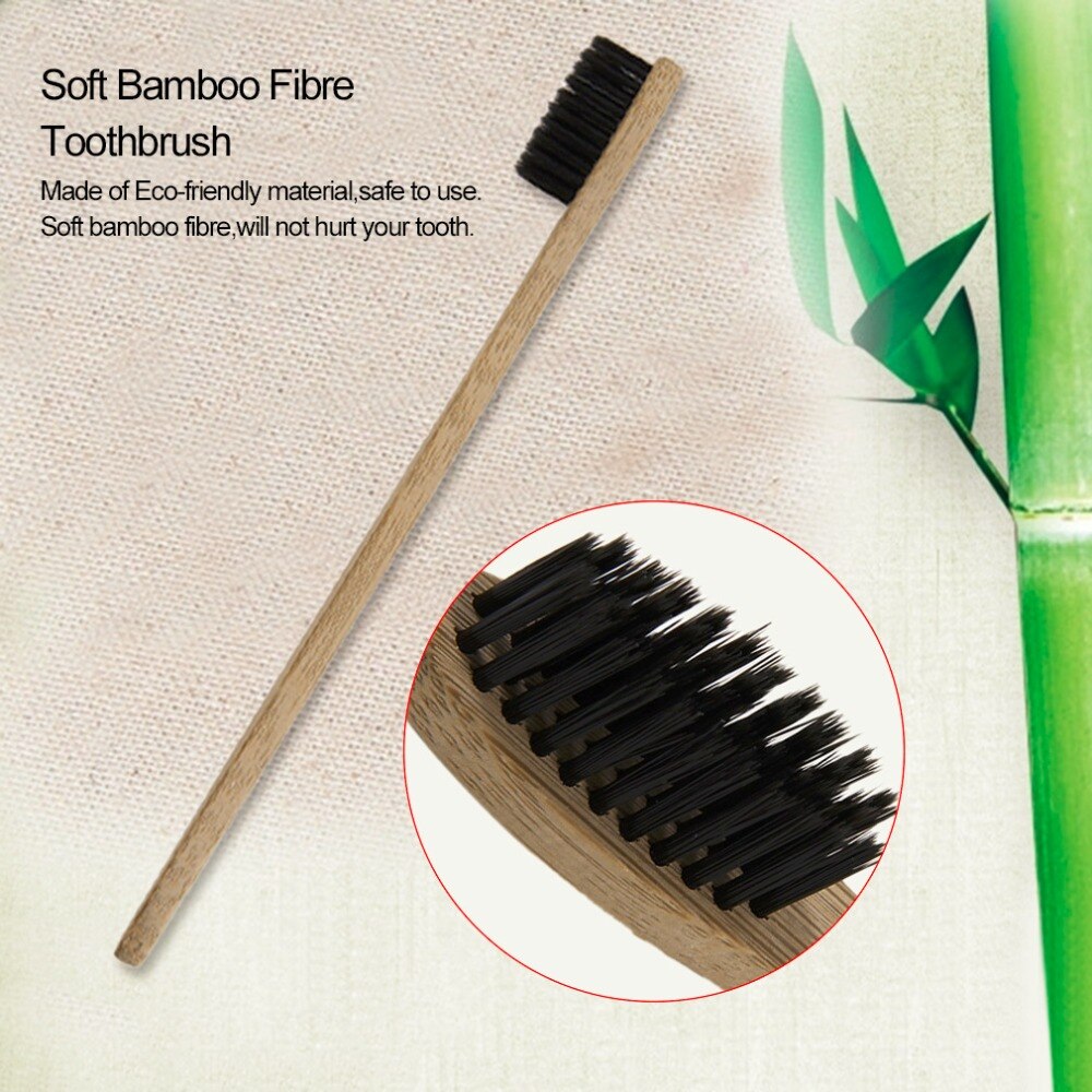 3 Colors Environment-friendly Wood Toothbrush Bamboo Teethbrush Soft Bamboo Fibre Wooden Handle Low-carbon For Adults - ebowsos