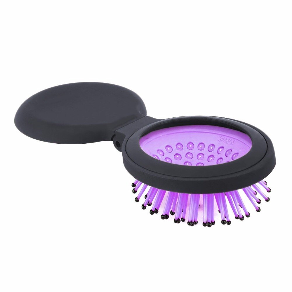 3 Colors Hair Massage Comb Detangling Hair Brush Combs Anti-static Styling Tools Portable Folding Hair Comb with Mirror Pocket - ebowsos