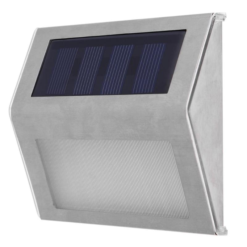 3 LED Outdoor Solar Lights Stainless Steel Waterproof Garden Pathway Stairs Lamp LED Lights Solar Panel Wall Lamp Stair Lighting - ebowsos