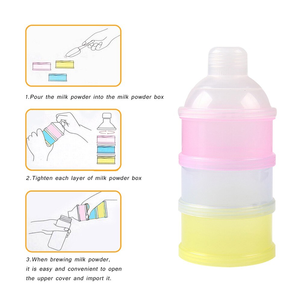 3 Layer Milk Powder Dispenser Box Case Stackable Formula Sugar Box BPA Free-ebowsos
