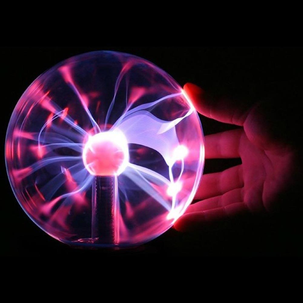 3" Magic USB Glass Plasma Ball Sphere Lightning Lamp Colorful Light Party Black Base USB Lighting Perfect Holiday Gift Toy-ebowsos