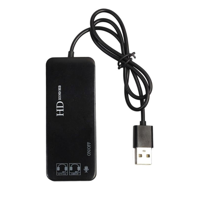 3 Port USB Hub with External 7.1 Channel Sound Card Headset Microphone Adapter USB Hub 2.0 for PC Laptop Computer - ebowsos