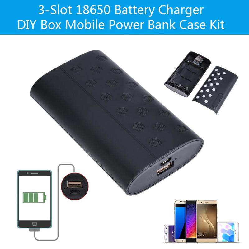 3-Slot 18650 Li-ion Battery Charger DIY Power Bank Aluminum Case Kit Battery Charger DIY Box for Phones Drop Shipping - ebowsos