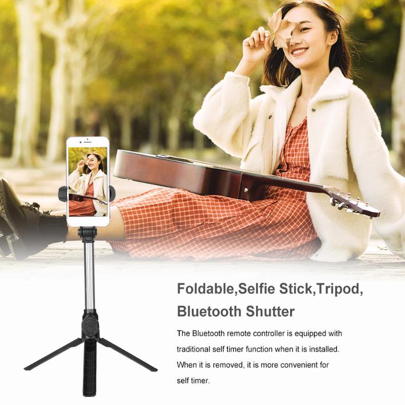 3 in 1 Foldable Teliscopic Selfie Stick Bluetooth Selfie Stick+Tripod+Bluetooth Shutter Remote Controller for Mobile Phone New - ebowsos
