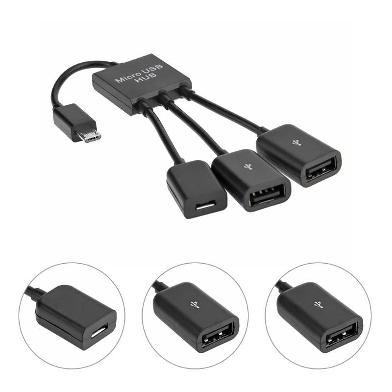 3 in 1 Micro USB Charging OTG Hub Cable Adapter for Samsung NOTE 2 i9100 - ebowsos