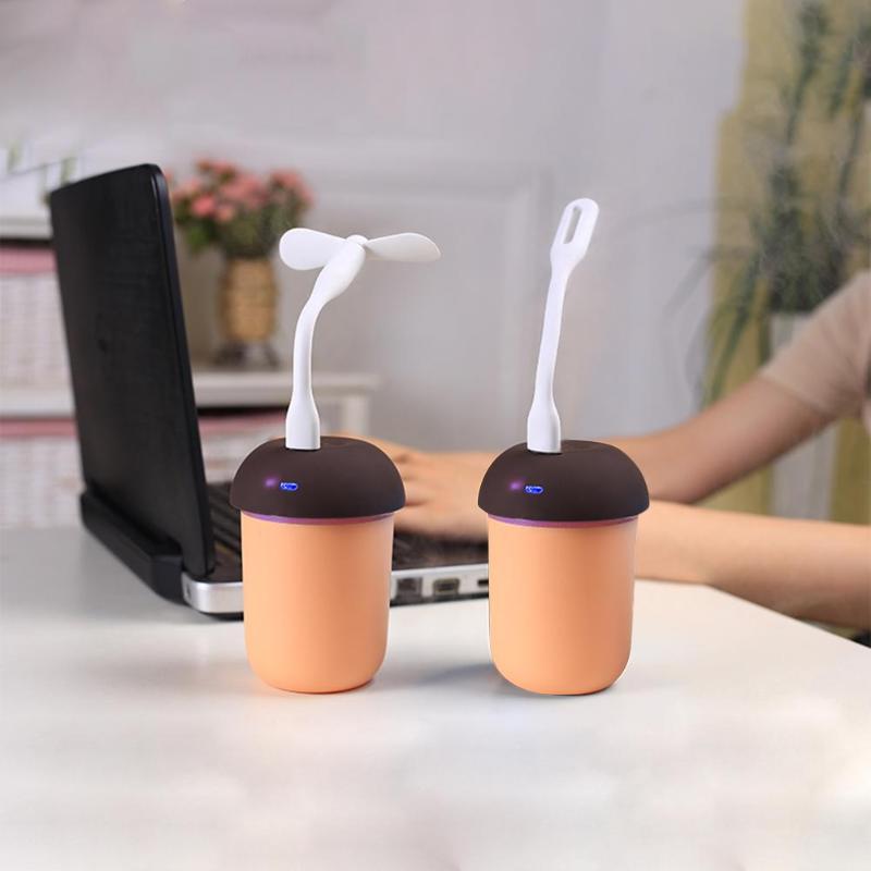 3 in 1 Mushroom USB Air Humidifier Mist Maker Air Purifier with led Night Light and Mini Fan for Home Office - ebowsos