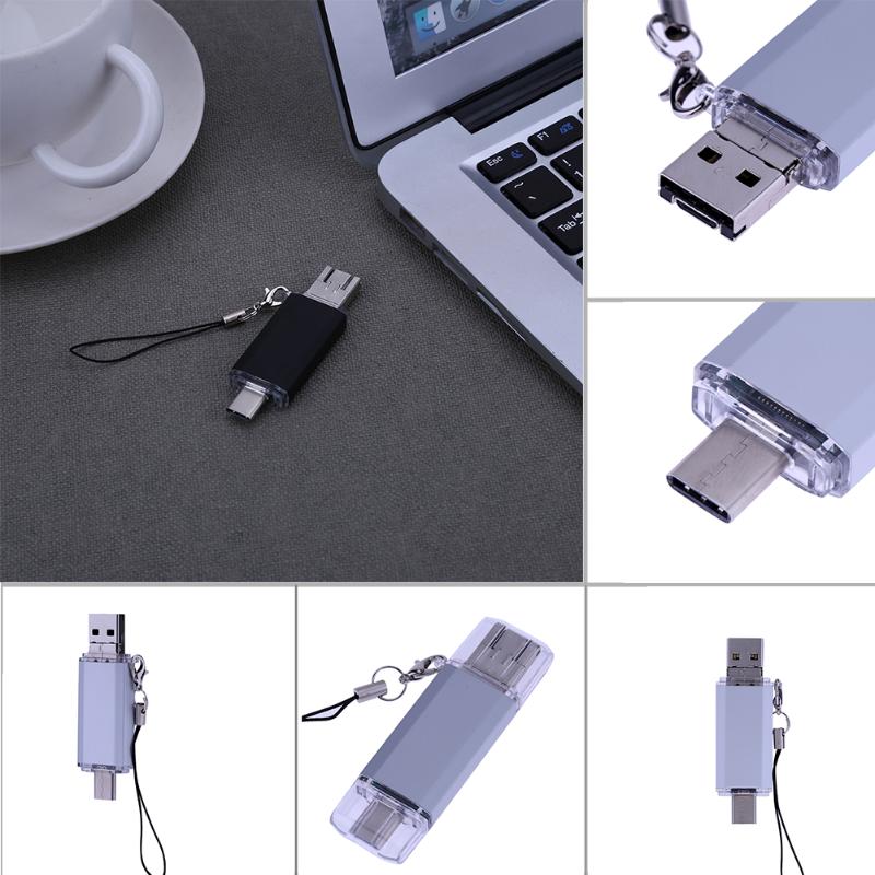 3 in 1 USB Flash Drive Memory Stick 16G Type-C+ Micro USB+ USB2.0 IP65 Waterproof Shockproof High Temperature Resistance - ebowsos