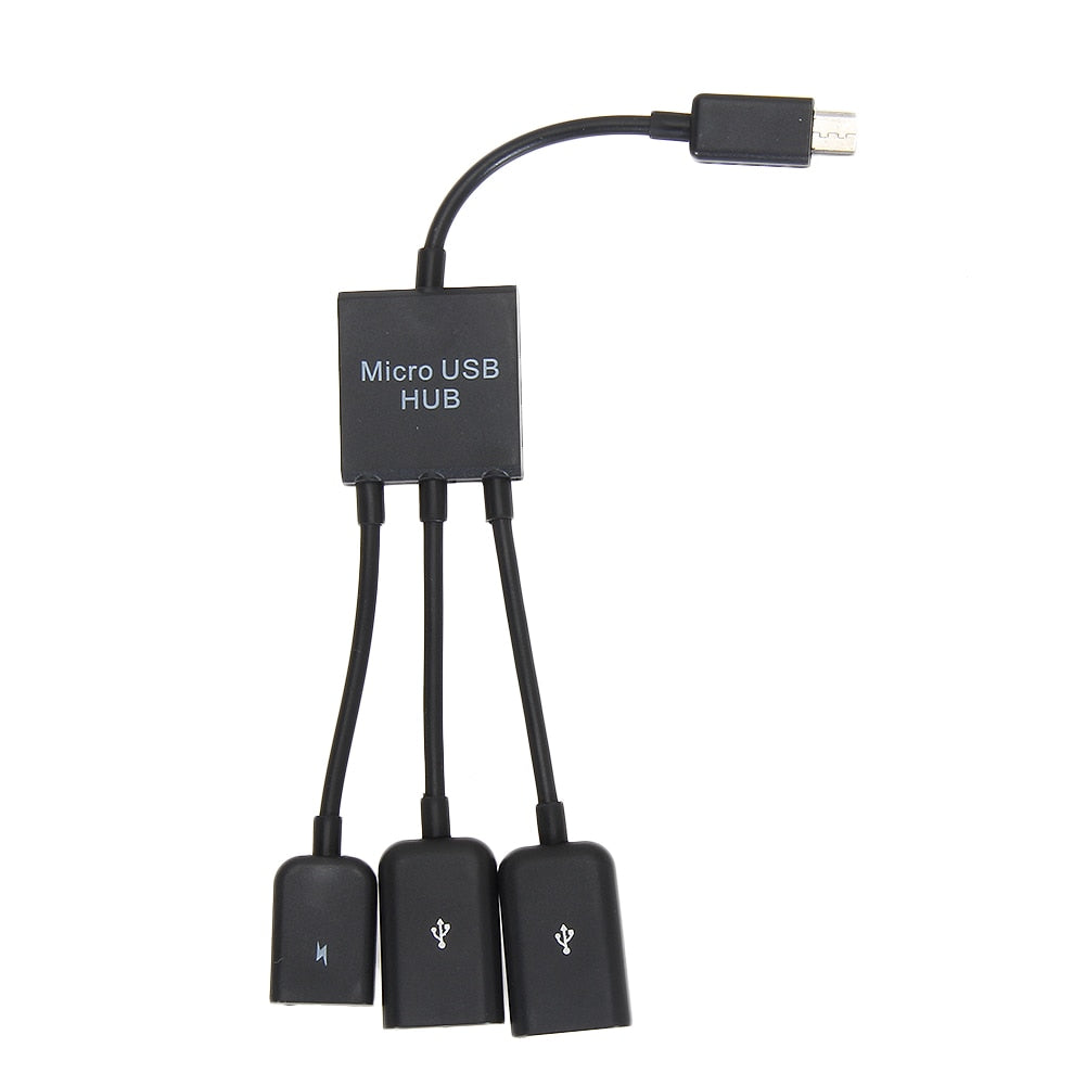 3 in1 Multi-function Dual Micro USB Host OTG Hub Adapter Cable Male to Female Dual Micro USB 2.0 Host OTG Hub Adapter Cable - ebowsos