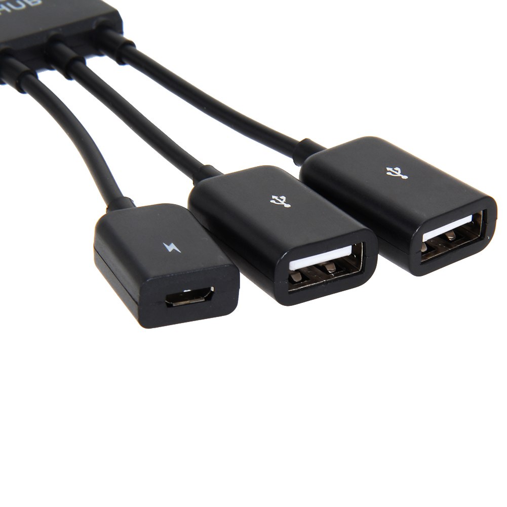 3 in1 Multi-function Dual Micro USB Host OTG Hub Adapter Cable Male to Female Dual Micro USB 2.0 Host OTG Hub Adapter Cable - ebowsos