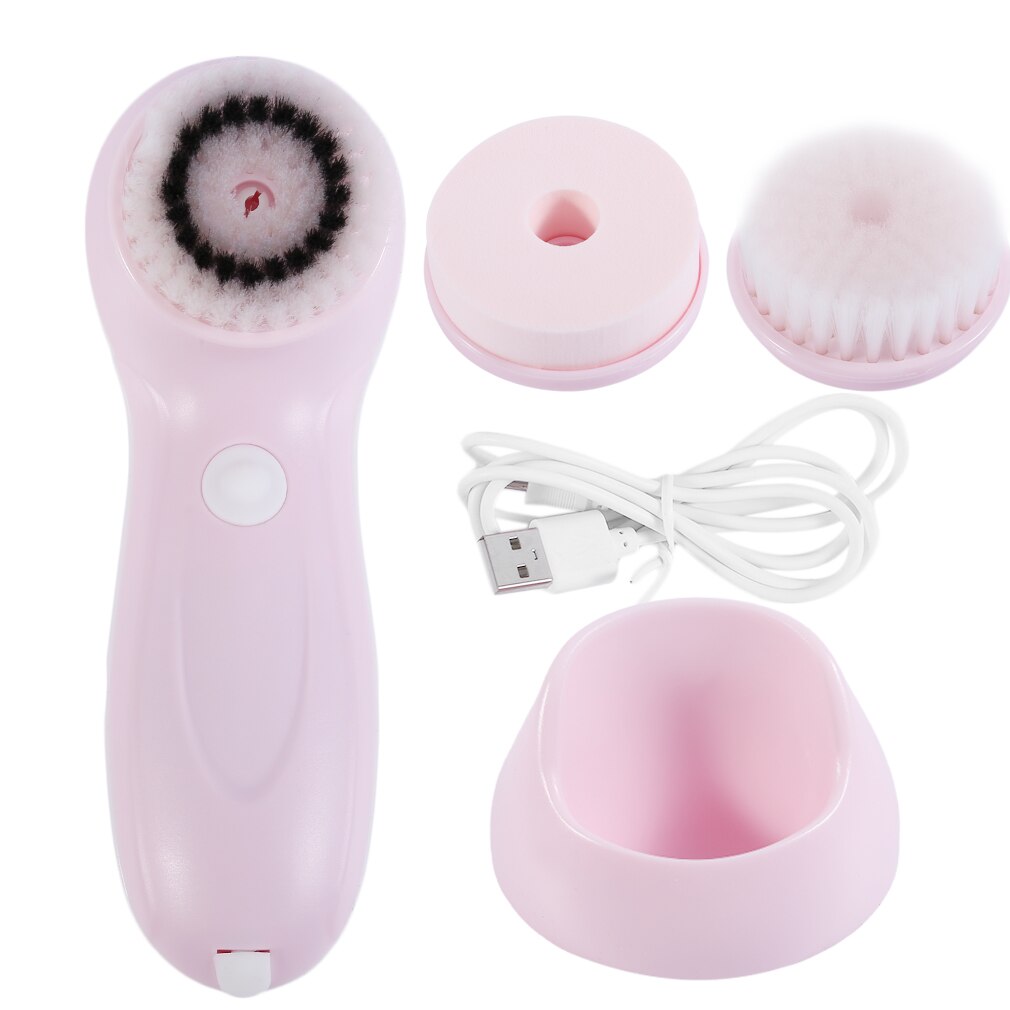 3 in1 Multifunctional Face Washing Brush USB Rechargeable Electric Rotating Facial Cleansing Brush Cleaners Scrubber Tools - ebowsos