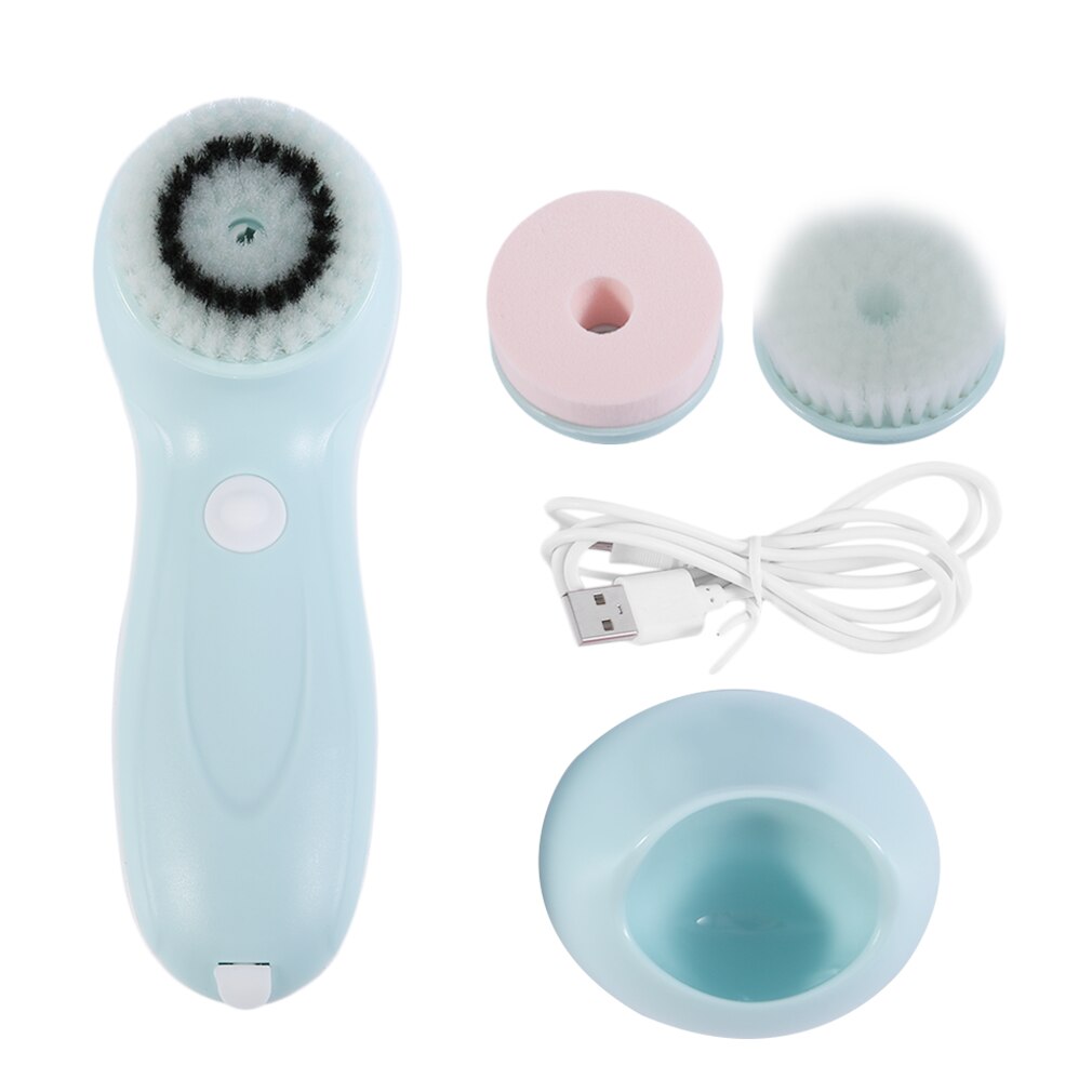 3 in1 Multifunctional Face Washing Brush USB Rechargeable Electric Rotating Facial Cleansing Brush Cleaners Scrubber Tools - ebowsos