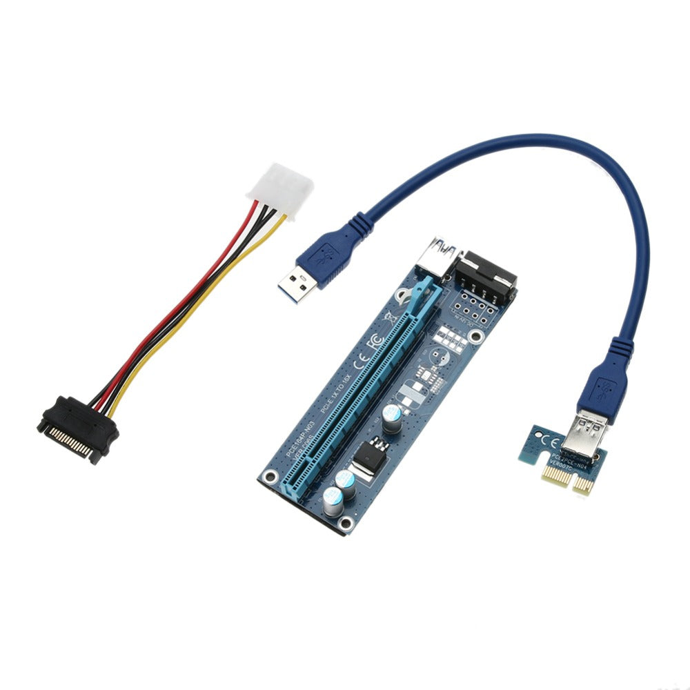 0.3/0.6M Riser Board PCIe PCI-E PCI Express Riser Card 1x to 16x USB 3.0 Data Cable SATA to 4Pin Power Cord for BTC Miner - ebowsos