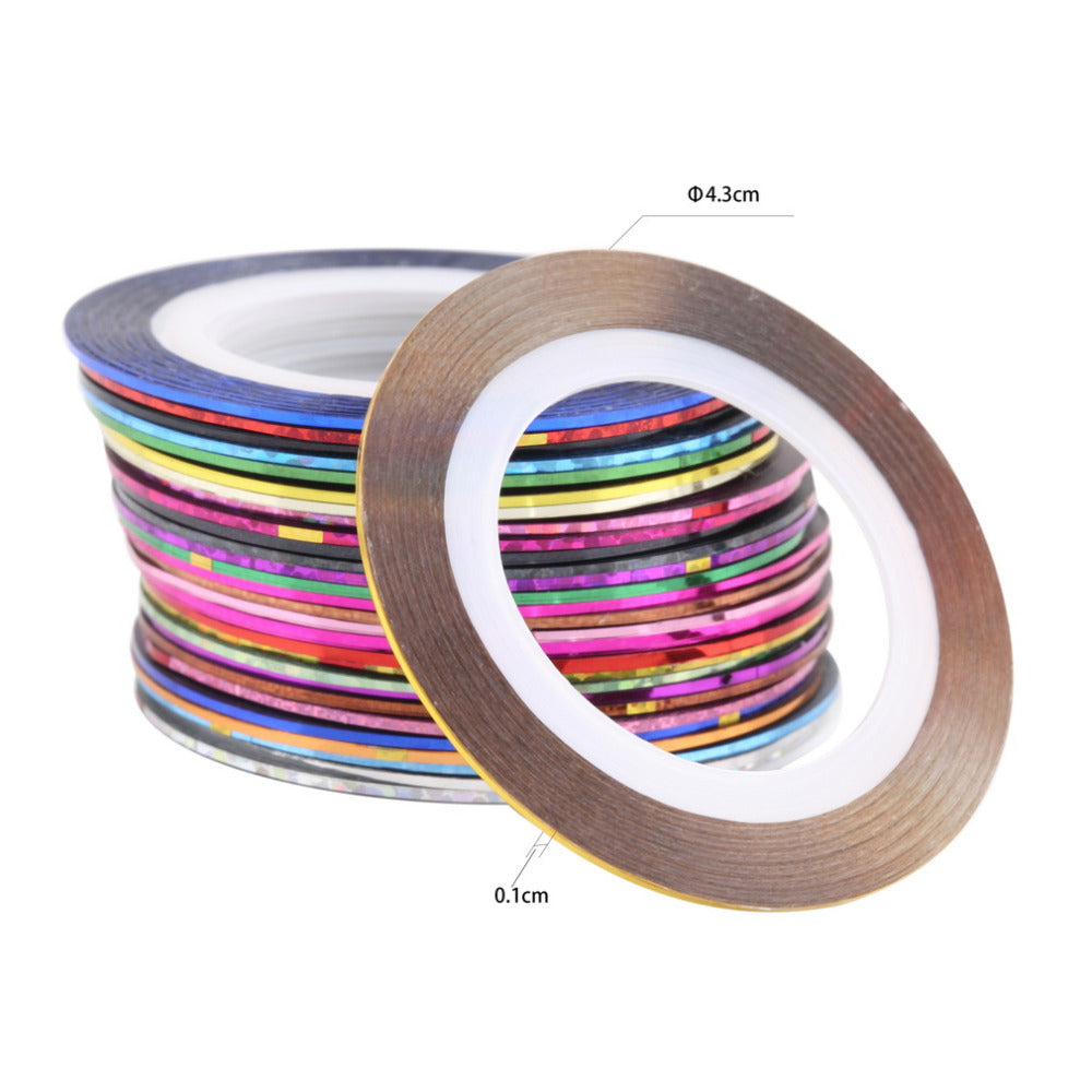 30 Colors Rolls Striping Tape Line Nail Art Sticker Tools Beauty Decorations for on Nail Stickers - ebowsos