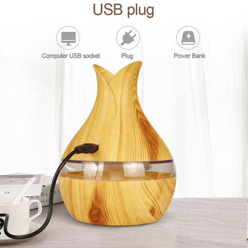 300ml Ultrasonic Air Humidifier Essential Oil Aromatherapy Cool Mist Maker For Home USB Electric Aroma Air Diffuser Wood Hot - ebowsos