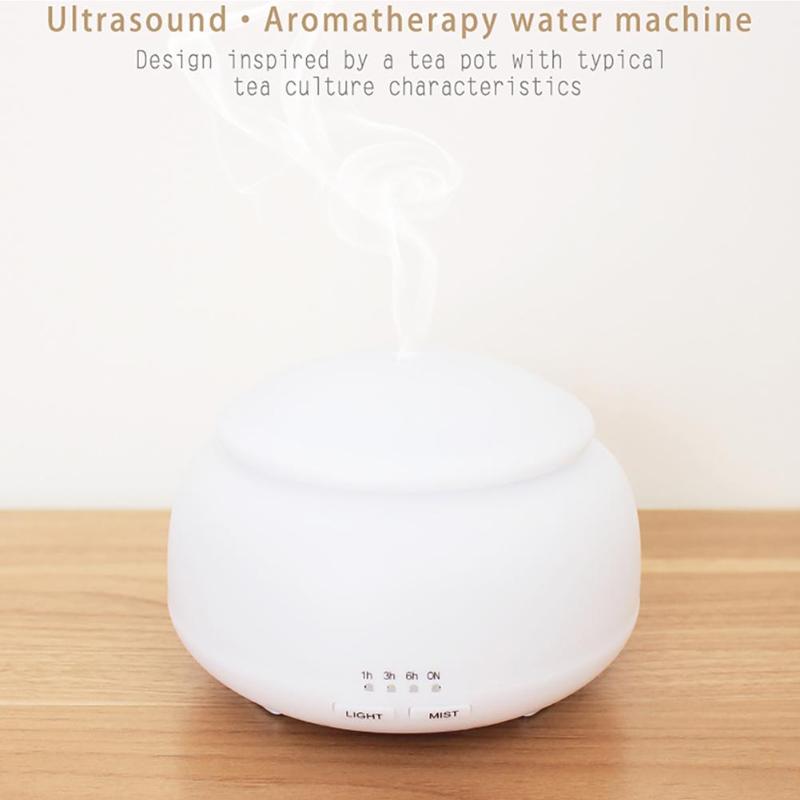 300ml Ultrasonic Humidifier Wood Grain Aroma Essential Oil Diffuser Remote Control Air Humidifier Electric Aromatherapy Diffuser - ebowsos
