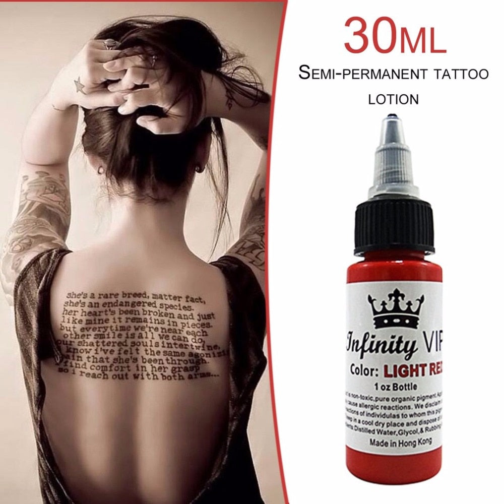 30ML/Bottle Professional Tattoo Pigment Inks Safe Half Permanent Tattoo Paints Supplies for Body Beauty Tattoo Art - ebowsos