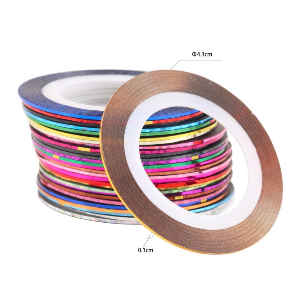 30Pcs/set Mixed Colorful Beauty Rolls Striping Decals Foil Tips Tape Line DIY Design Nail Art Stickers for nail Tools Decoration - ebowsos