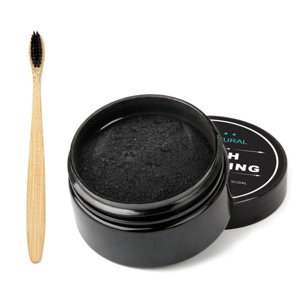 30g Activated Organic Charcoal Teeth Powder + Toothbrush Set Whitening Cleaning Teeth Power Stain Removing Teeth Powder - ebowsos