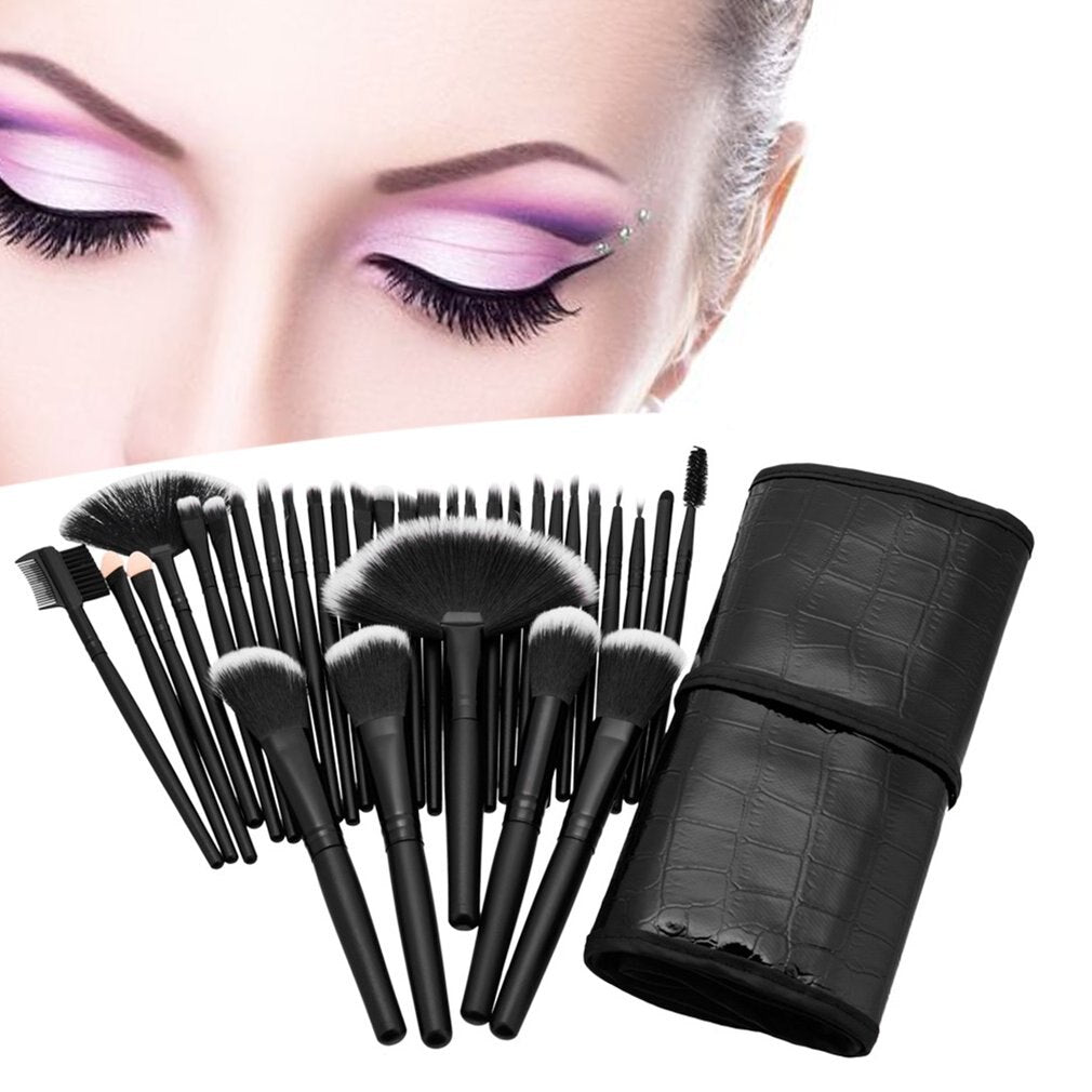 32 pcs/set Professional Makeup Brushes Cosmetic Set Eyebrow Face Cheek Blush Foundation Powder Make up Brush With Black Case - ebowsos