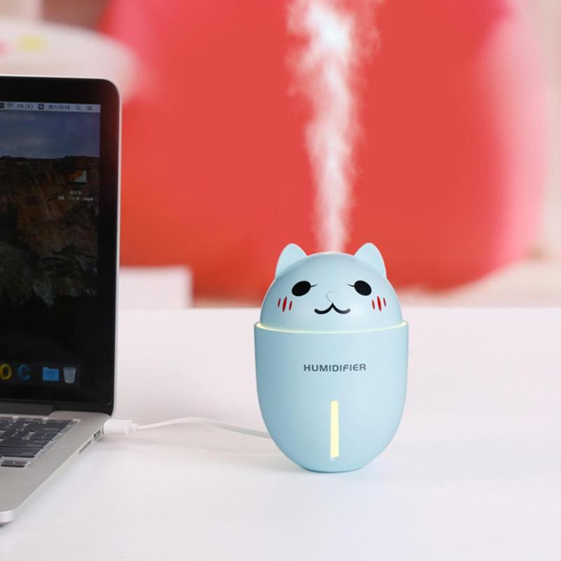 320ML Air Humidifier USB Humidifiers for Home Car Portable 3 In 1 Aroma Essential Oil Diffuser With LED Fan Night Light Hot Sale - ebowsos