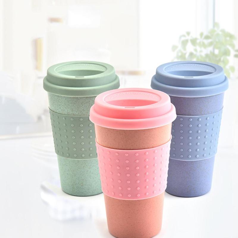 330mL Creative Wheat Straw Coffee Tea Mug Cups Reusable Water Bottle Cup - ebowsos