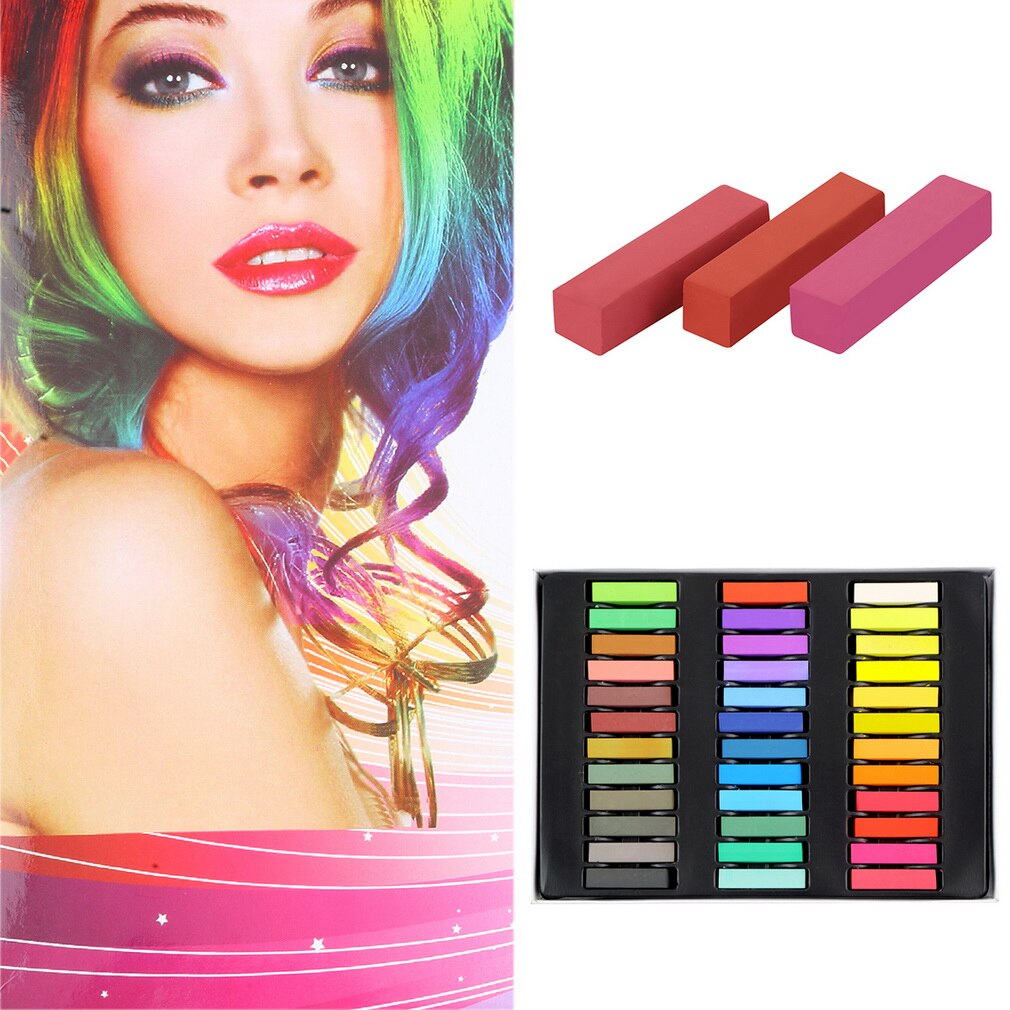36/24/12/6 Colors Non-toxic Soft Hair Crayons Pastel Kit Temporary Hair Dye Hair Color Chalk Beauty for DIY Styling Tool - ebowsos