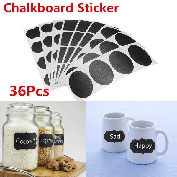 36 pcs/set Chalk Pen Modern kitchen Organizing Chalkboard Blackboard Labels Chalk Board Vinyl Kitchen Jar Stickers Craft  12x3 - ebowsos