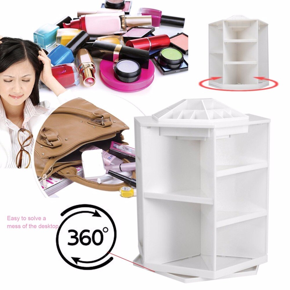 360 Degree Rotation Rotating Make up Organizer Cosmetic Display Brush Lipstick Storage Stand Cosmetic Accessories - ebowsos
