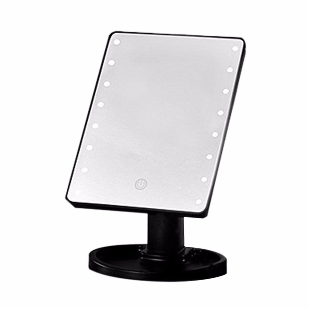 360 Degree Rotation Women Facial Makeup Mirror 16LED Portable Size Luminous Touch Screen Battery Powered Cosmetic Mirrors New - ebowsos