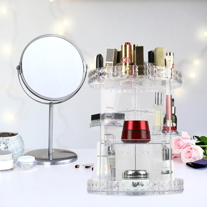 360 Rotary Acrylic Clear Organizer Creative and Unique Admission Projects Delicate Makeup Display Holder Jewelry Storage Box - ebowsos