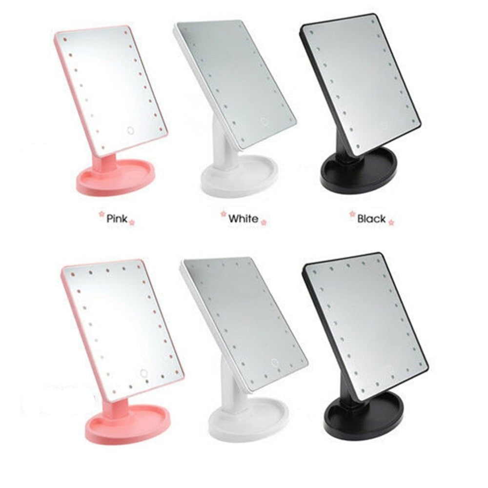 360degree Rotating LED Touch Screen Large Makeup Mirror Desktop Mirror With16 /22 LED Lights Adjustable Nice Appearance - ebowsos