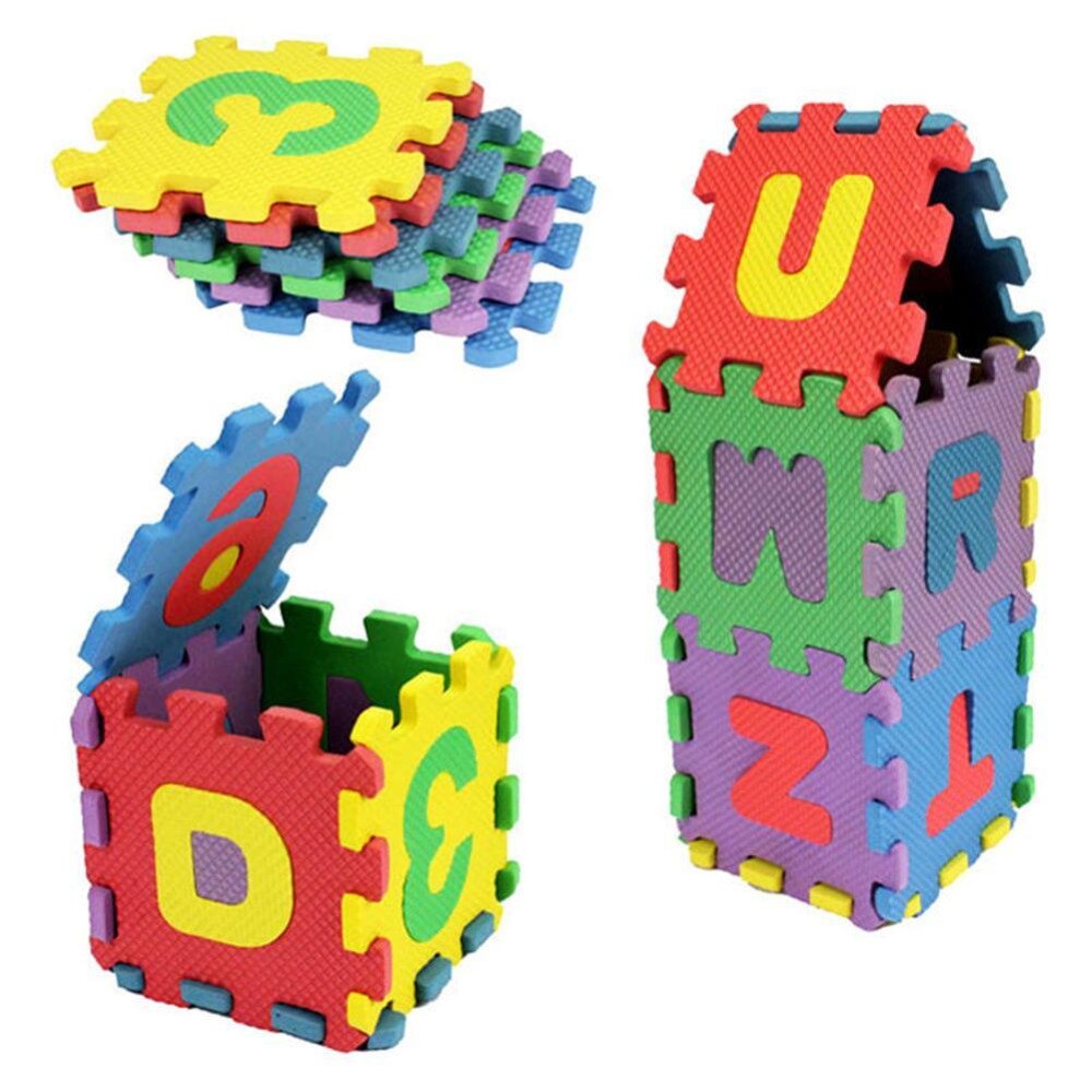 36Pcs/Set Unisex Mini Children Puzzles Kid Toys Educational 3D Puzzle Alphabet A-Z Letters Numeral Soft Foam Mat Rompecabezas-ebowsos