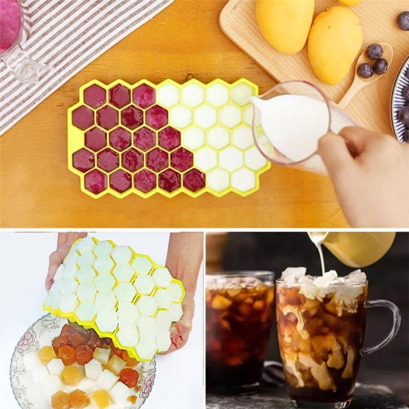 37 Grids Ice Tray Food Grade Silica Gel with FDA Certification Ice Cube Mold Ice Cream Form Jelly Pudding Maker Fridge Treats - ebowsos