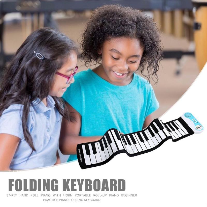 37 Keys Roll Up Piano Flexible Portable Silicone Electronic Soft without Battery Rolled Keyboard Musical Instrument-ebowsos