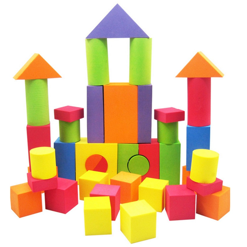 38PCS EVA Safe Children Building Brick Block Foam Construction Soft Toy Kid Baby Intelligence Exercise Assembled Hot Selling-ebowsos