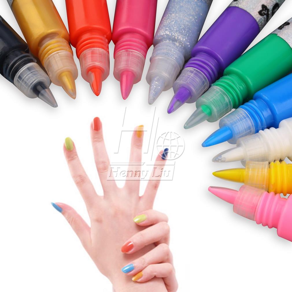 3D Nail Art Polish Painted Pen Liner Painting Pen Carved Pen Kit Set 12 Candy color Nail Art Accessories Drop Shipping Wholesale - ebowsos
