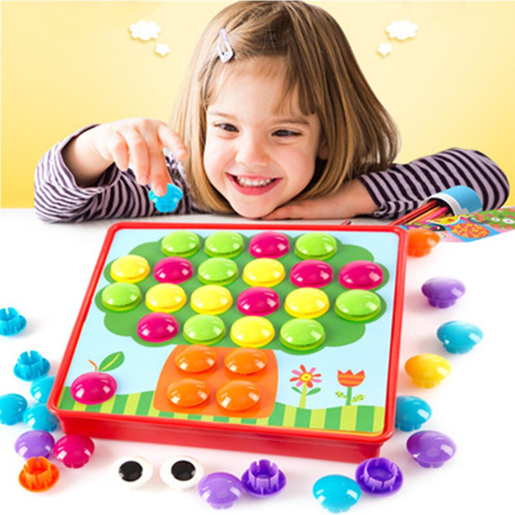 3D Puzzles Toys For Children Composite Picture Puzzle Creative Mosaic Mushroom Nail Kit Educational Toys Button Art Kids Toy-ebowsos