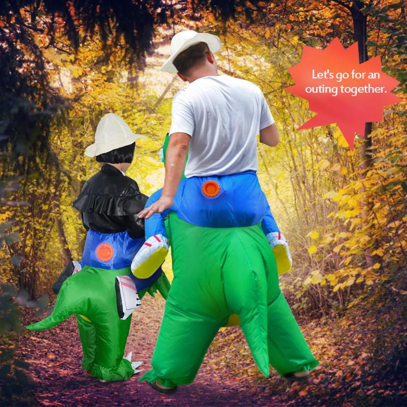 3D Stand Riding Inflatable Dinosaur Costume Halloween Dress Cosplay Suit - ebowsos