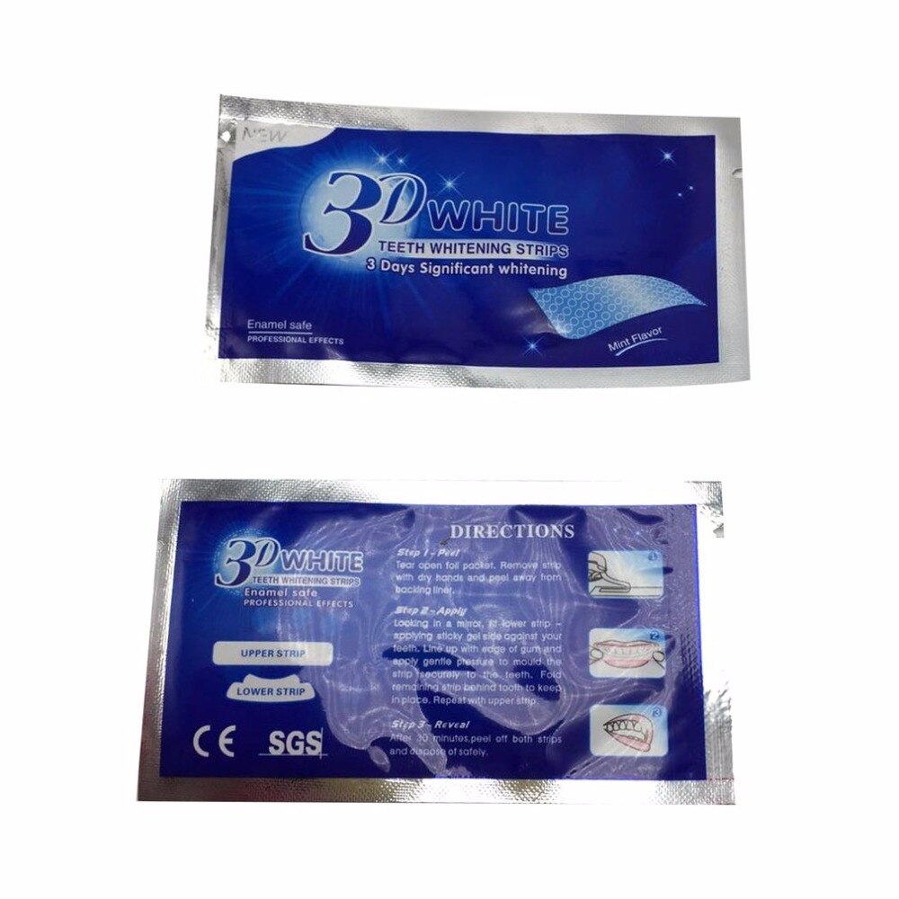 3D Teeth Whitening Strips Oral Hygiene Care Double Sticks Upper & Lower Teeth Strips Dental White Bleaching Tools Tooth Care - ebowsos