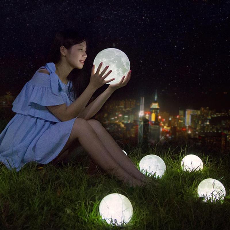 3D USB LED Magical Moon Night Light , Moonlight Table Desk Moon Lamp , Remote control Touch Color Changable Lights Home Decor - ebowsos